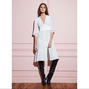 Fleur du Mal white silk midi corset button dress
